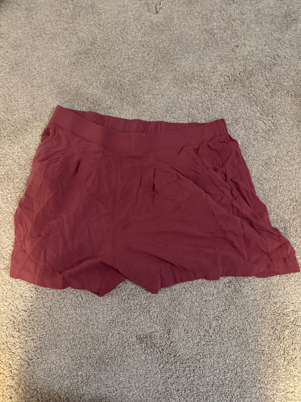torrid High-Waist Relaxed Pleat Shorts in Burgundy